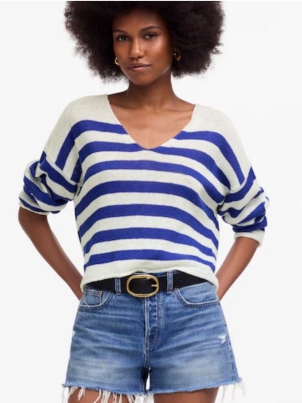 Madewell 100% Linen Women’s V Neck Sweater Size Medium